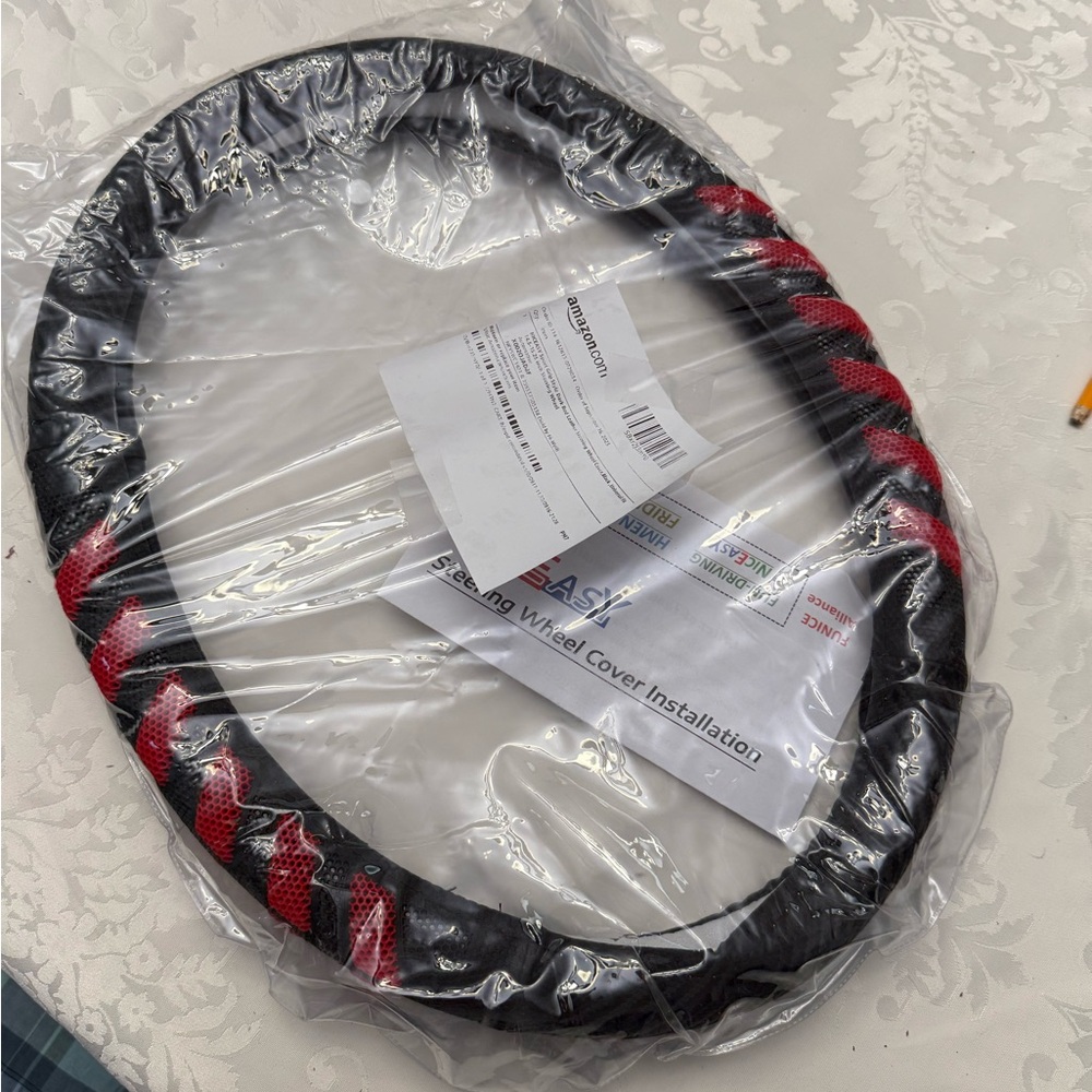Black and Red Steering Wheel Cover